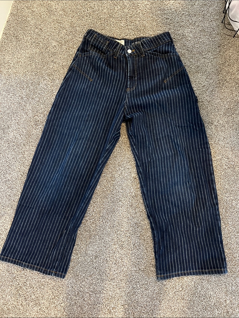 Pilcro Navy Pinstripe Relaxed Men's Jeans